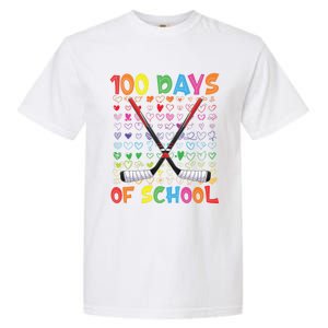 100 Days Of School Teacher Student Ice Hockey Gift Garment-Dyed Heavyweight T-Shirt