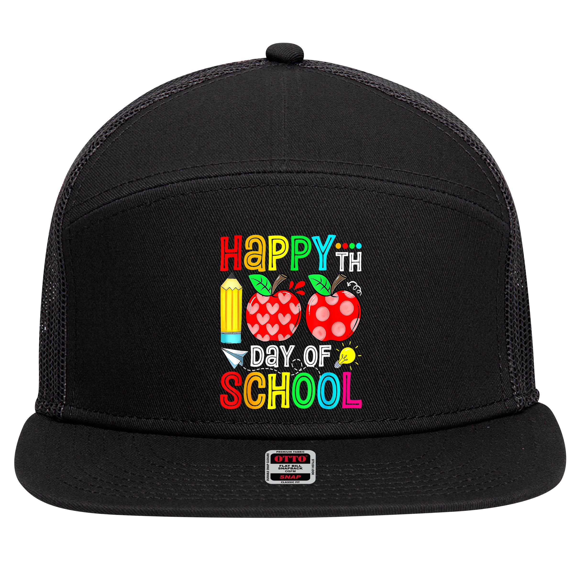 100th Day Of School Teachers Costume 100 Days Students Gift 7 Panel Mesh Trucker Snapback Hat
