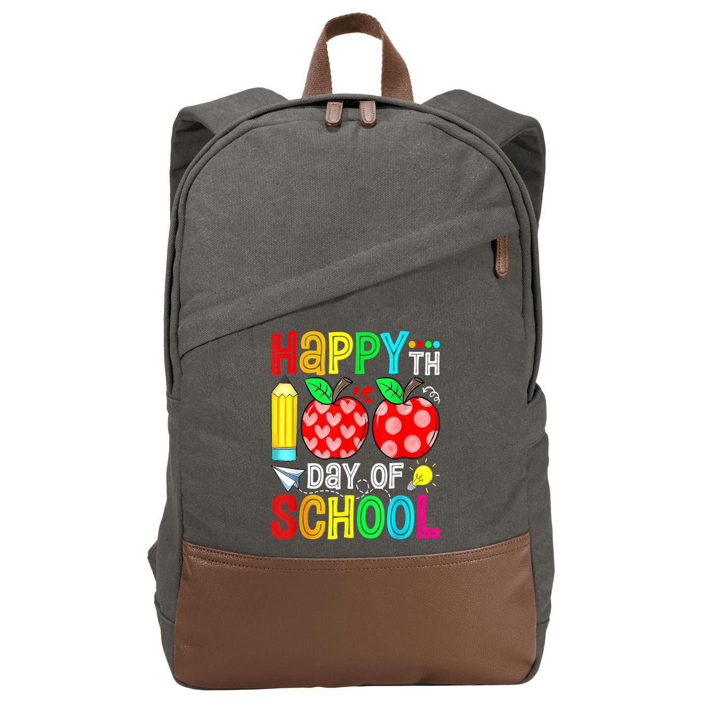 100th Day Of School Teachers Costume 100 Days Students Gift Cotton Canvas Backpack