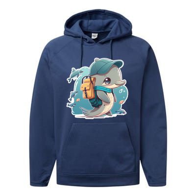 100 Days Of School Dolphin Smarter Gift Performance Fleece Hoodie