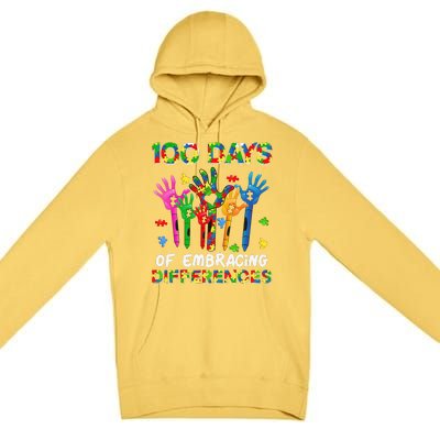 100 Days Of Embracing Differences Autism Awareness Teacher Premium Pullover Hoodie