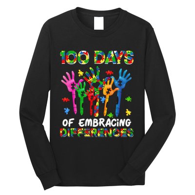 100 Days Of Embracing Differences Autism Awareness Teacher Long Sleeve Shirt