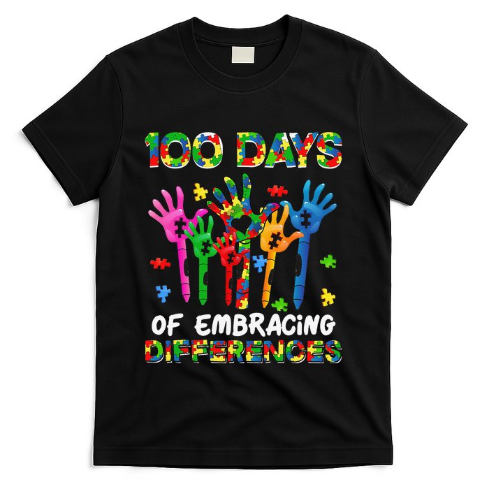 100 Days Of Embracing Differences Autism Awareness Teacher T-Shirt