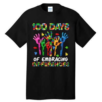 100 Days Of Embracing Differences Autism Awareness Teacher Tall T-Shirt