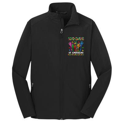 100 Days Of Embracing Differences Autism Awareness Teacher Core Soft Shell Jacket