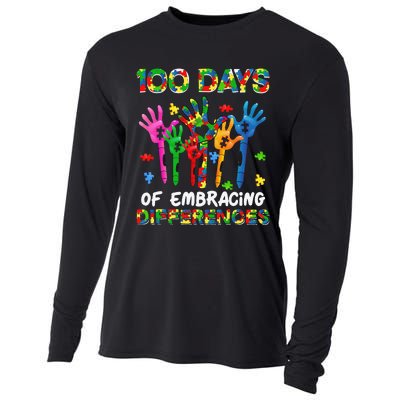 100 Days Of Embracing Differences Autism Awareness Teacher Cooling Performance Long Sleeve Crew