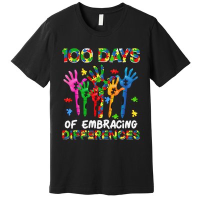 100 Days Of Embracing Differences Autism Awareness Teacher Premium T-Shirt