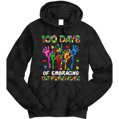 100 Days Of Embracing Differences Autism Awareness Teacher Tie Dye Hoodie