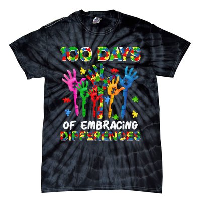 100 Days Of Embracing Differences Autism Awareness Teacher Tie-Dye T-Shirt