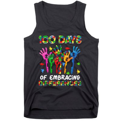 100 Days Of Embracing Differences Autism Awareness Teacher Tank Top