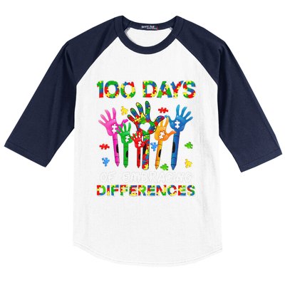 100 Days Of Embracing Differences Autism Awareness Teacher Baseball Sleeve Shirt