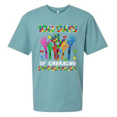 100 Days Of Embracing Differences Autism Awareness Teacher Sueded Cloud Jersey T-Shirt