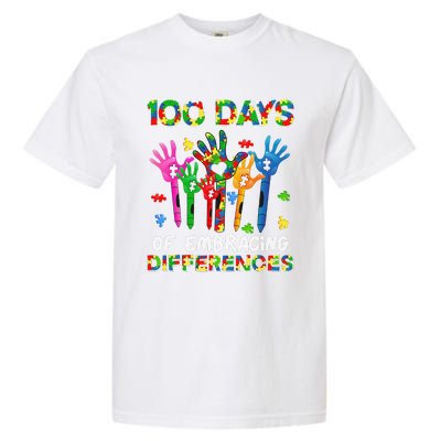 100 Days Of Embracing Differences Autism Awareness Teacher Garment-Dyed Heavyweight T-Shirt