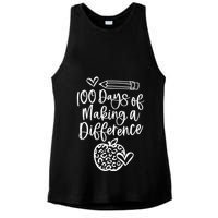 100 Days Of Making A Difference 100 Days Of School Ladies PosiCharge Tri-Blend Wicking Tank