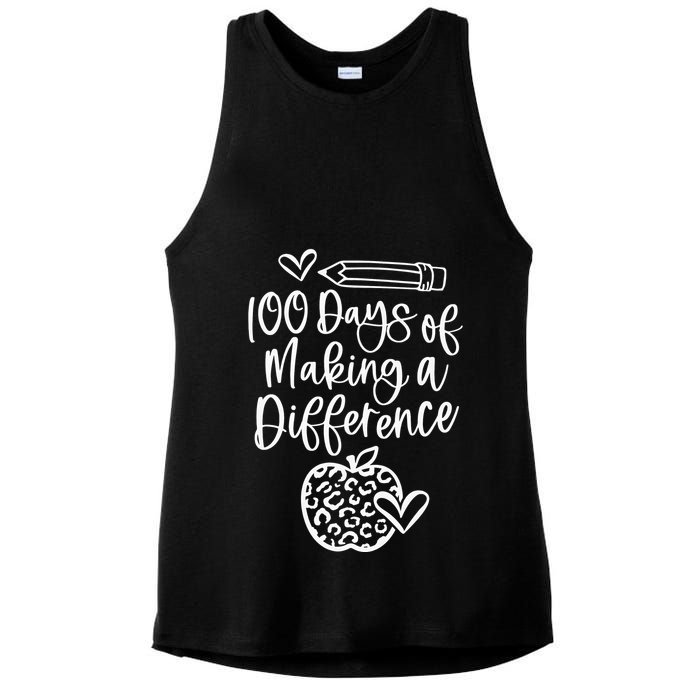 100 Days Of Making A Difference 100 Days Of School Ladies PosiCharge Tri-Blend Wicking Tank