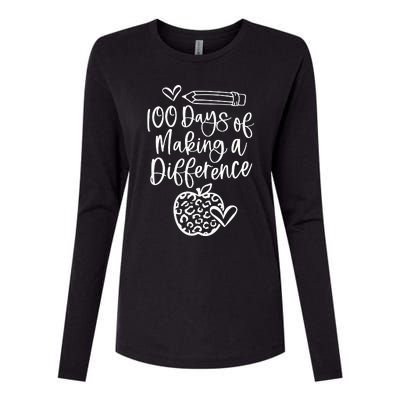 100 Days Of Making A Difference 100 Days Of School Womens Cotton Relaxed Long Sleeve T-Shirt