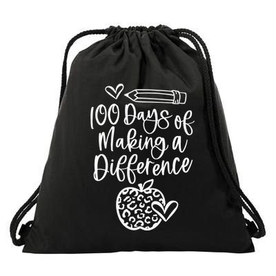 100 Days Of Making A Difference 100 Days Of School Drawstring Bag