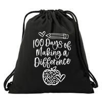 100 Days Of Making A Difference 100 Days Of School Drawstring Bag