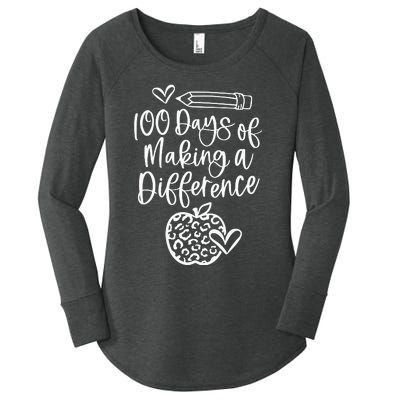 100 Days Of Making A Difference 100 Days Of School Women's Perfect Tri Tunic Long Sleeve Shirt