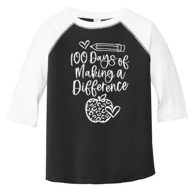 100 Days Of Making A Difference 100 Days Of School Toddler Fine Jersey T-Shirt