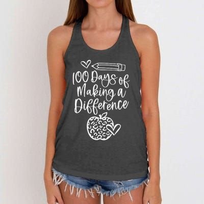 100 Days Of Making A Difference 100 Days Of School Women's Knotted Racerback Tank