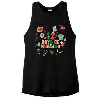 12 Days Of Nursing Christmas Rn Icu Er Nurse Crew Holiday Ladies PosiCharge Tri-Blend Wicking Tank