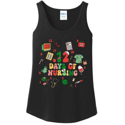 12 Days Of Nursing Christmas Rn Icu Er Nurse Crew Holiday Ladies Essential Tank