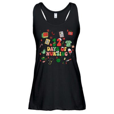 12 Days Of Nursing Christmas Rn Icu Er Nurse Crew Holiday Ladies Essential Flowy Tank