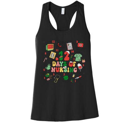 12 Days Of Nursing Christmas Rn Icu Er Nurse Crew Holiday Women's Racerback Tank