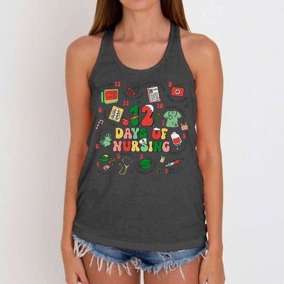 12 Days Of Nursing Christmas Rn Icu Er Nurse Crew Holiday Women's Knotted Racerback Tank