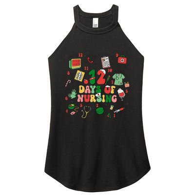 12 Days Of Nursing Christmas Rn Icu Er Nurse Crew Holiday Women's Perfect Tri Rocker Tank