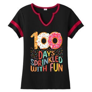 100 Days Of School Kindergarten 100th Day Of School Ladies Halftime Notch Neck Tee