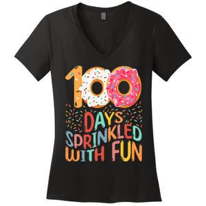 100 Days Of School Kindergarten 100th Day Of School Women's V-Neck T-Shirt