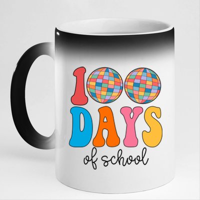 100 Days Of School Disco Celebration 11oz Black Color Changing Mug