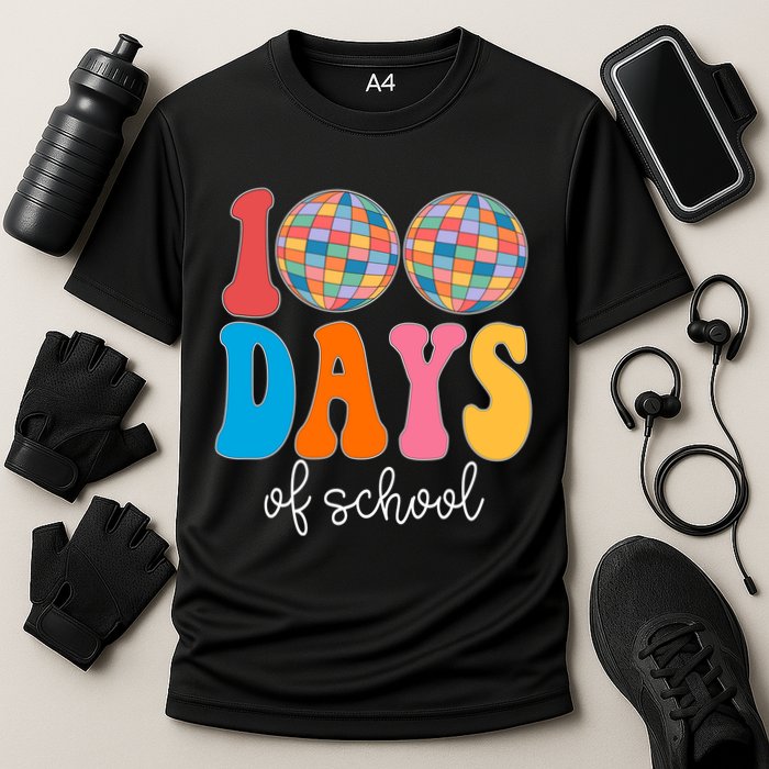 100 Days Of School Disco Celebration Cooling Performance Crew T-Shirt