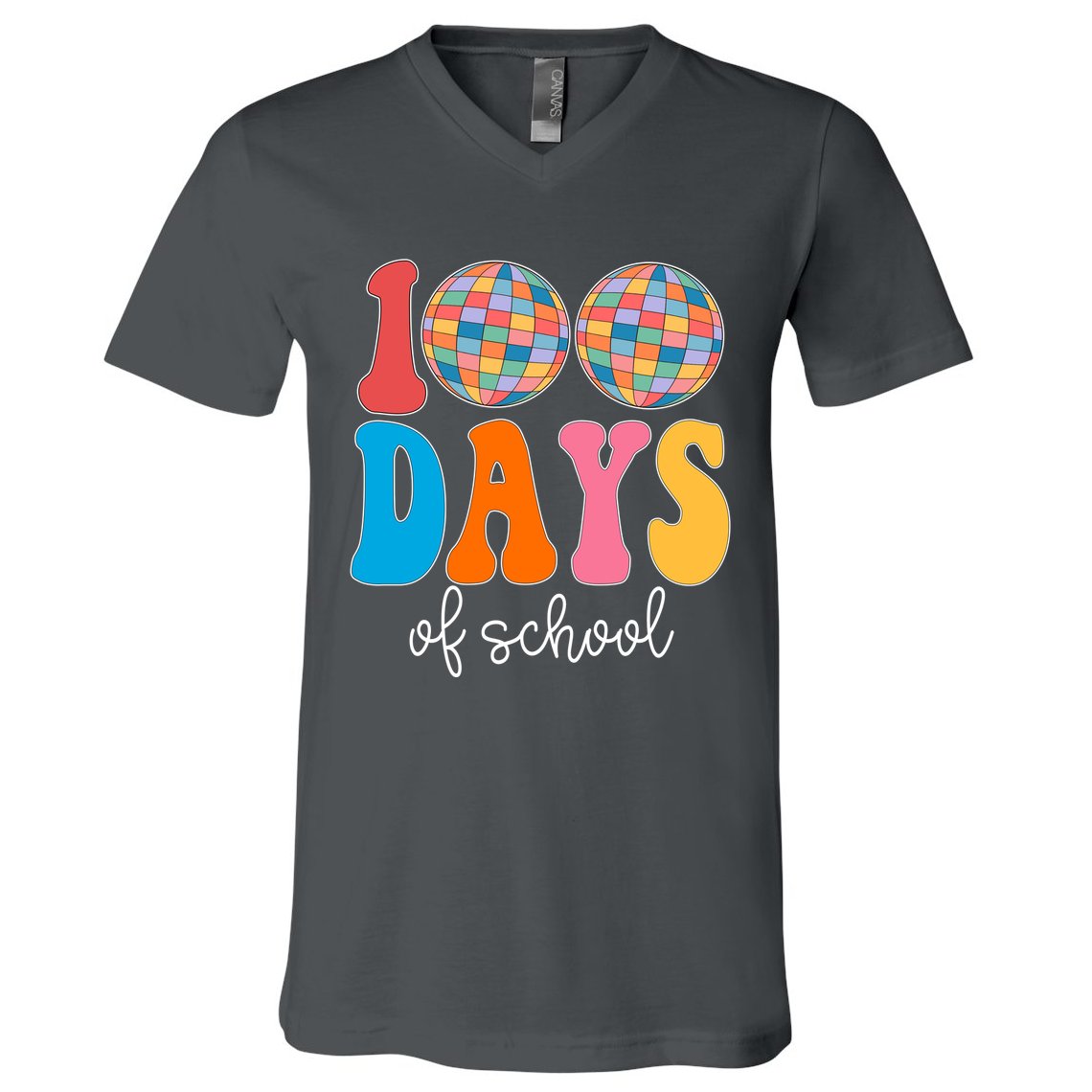 100 Days Of School Disco Celebration V-Neck T-Shirt