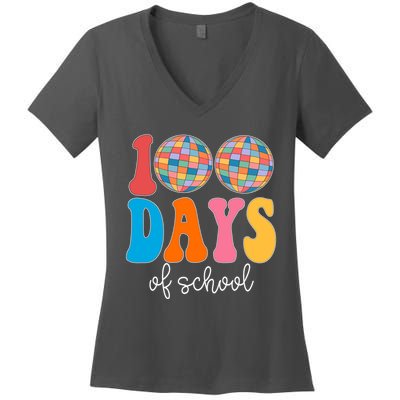 100 Days Of School Disco Celebration Women's V-Neck T-Shirt