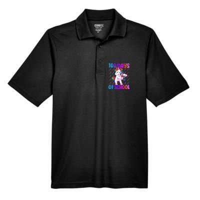 100 Days Of School Unicorn 100 Days Smarter 100th Day Men's Origin Performance Piqué Polo