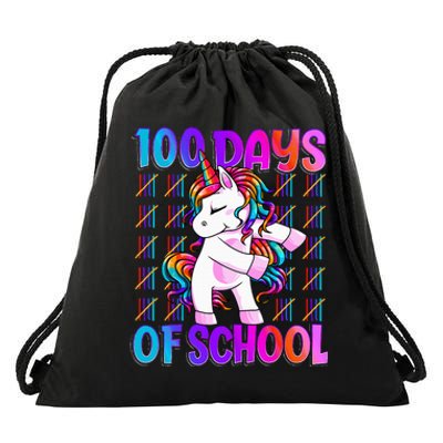 100 Days Of School Unicorn 100 Days Smarter 100th Day Drawstring Bag