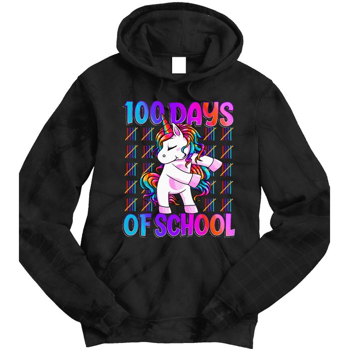 100 Days Of School Unicorn 100 Days Smarter 100th Day Tie Dye Hoodie