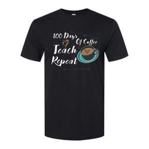 100 Days Of Coffee Teach Repeat Great For Gift Cool Gift Softstyle CVC T-Shirt