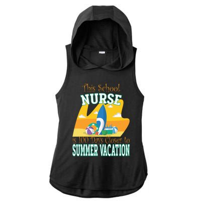 100 Days Of School Nurse Great Gift Funny 100th Day Of School Gift Ladies PosiCharge Tri-Blend Wicking Draft Hoodie Tank