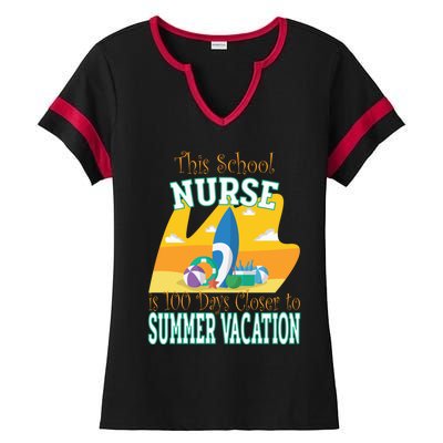 100 Days Of School Nurse Great Gift Funny 100th Day Of School Gift Ladies Halftime Notch Neck Tee