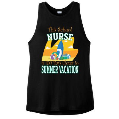 100 Days Of School Nurse Great Gift Funny 100th Day Of School Gift Ladies PosiCharge Tri-Blend Wicking Tank