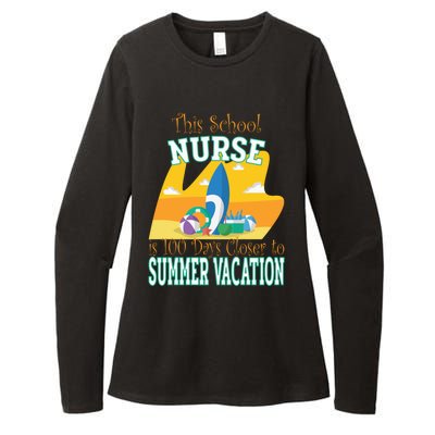 100 Days Of School Nurse Great Gift Funny 100th Day Of School Gift Womens CVC Long Sleeve Shirt