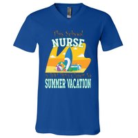 100 Days Of School Nurse Great Gift Funny 100th Day Of School Gift V-Neck T-Shirt