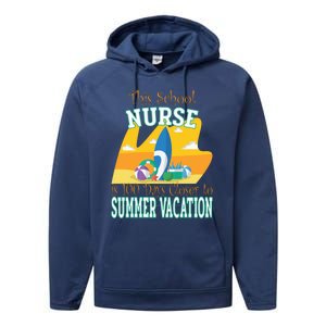 100 Days Of School Nurse Great Gift Funny 100th Day Of School Gift Performance Fleece Hoodie