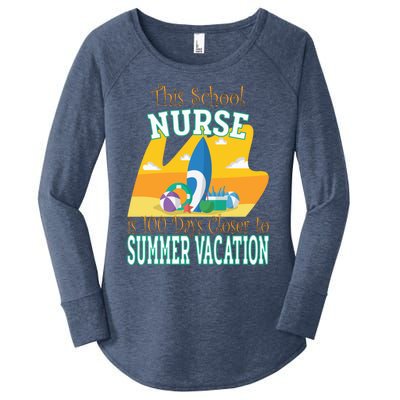 100 Days Of School Nurse Great Gift Funny 100th Day Of School Gift Women's Perfect Tri Tunic Long Sleeve Shirt