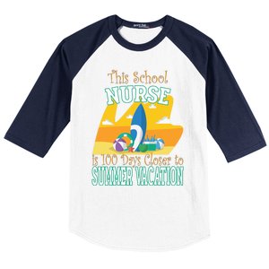 100 Days Of School Nurse Great Gift Funny 100th Day Of School Gift Baseball Sleeve Shirt