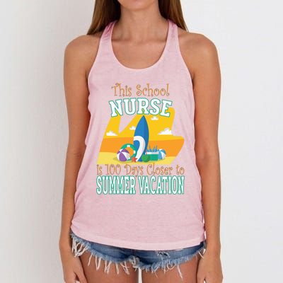 100 Days Of School Nurse Great Gift Funny 100th Day Of School Gift Women's Knotted Racerback Tank